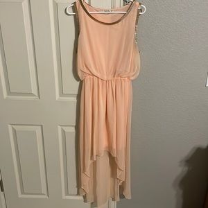 Flowy Peach High Low chiffon dress